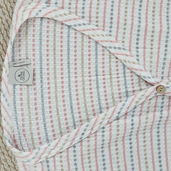 Striped Button-Down Tie-Front Top, Large - Picture 2 of 6